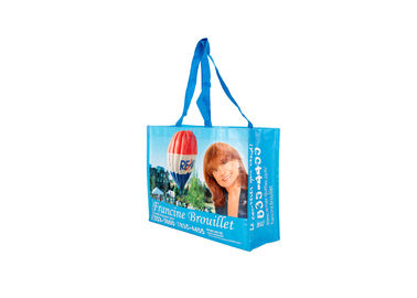 China OPP Coated Woven Shopping Bags With Cold Seal Block Bottom Gravure Printing supplier